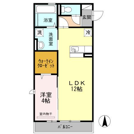 フィールド ハタ(1LDK/3階)の間取り写真