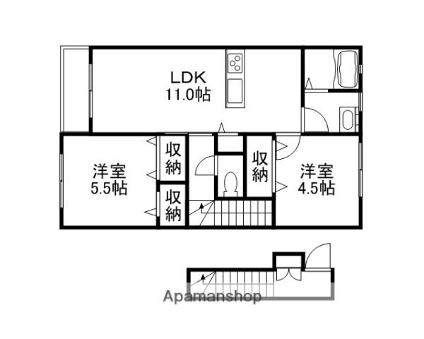 リーベⅠ(2LDK/2階)の間取り写真