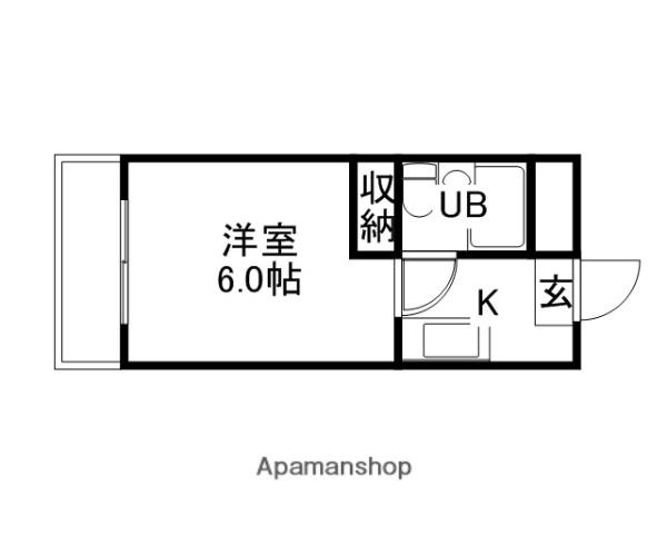 CASA大元(1K/3階)の間取り写真