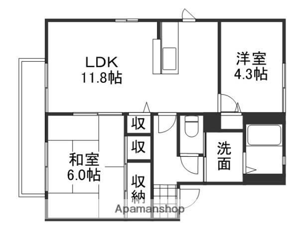 シャーメゾンコスモスB(2LDK/2階)の間取り写真