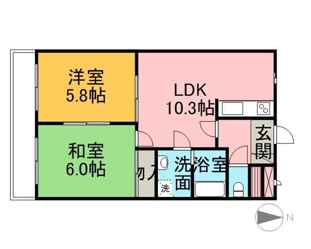 プロニティマイス(2LDK/1階)の間取り写真