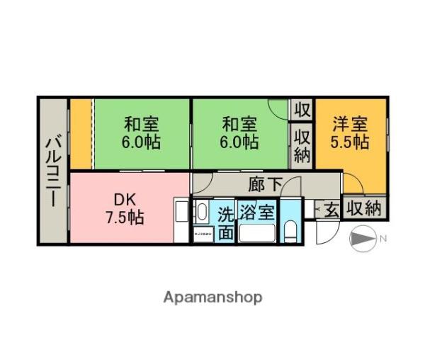 21ハイツ新保(3DK/2階)の間取り写真