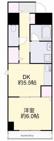 パルロイヤル東島田(1DK/5階)の間取り写真