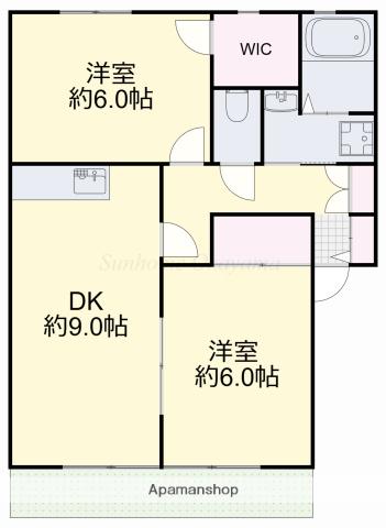 サンガーデン新福A(2DK/1階)の間取り写真