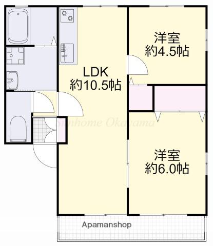 プラザSKⅠ(2LDK/1階)の間取り写真