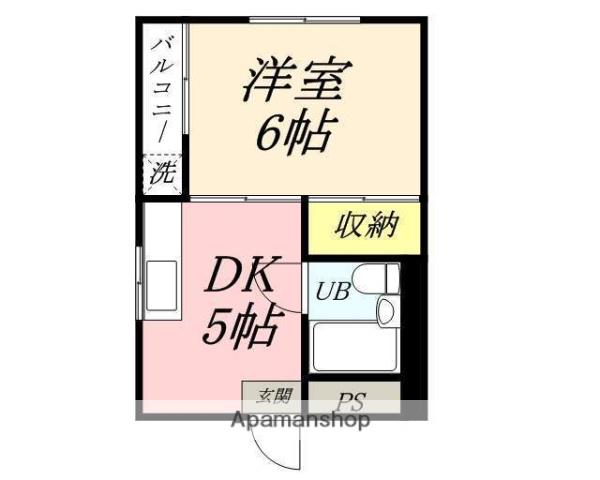 メゾン富士岡山(1DK/2階)の間取り写真