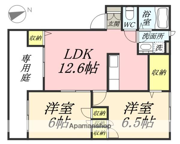 ジャルダン・デ・フルールⅠ(2LDK/1階)の間取り写真
