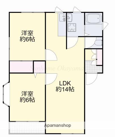 POSH HOUSE 2(2LDK/1階)の間取り写真