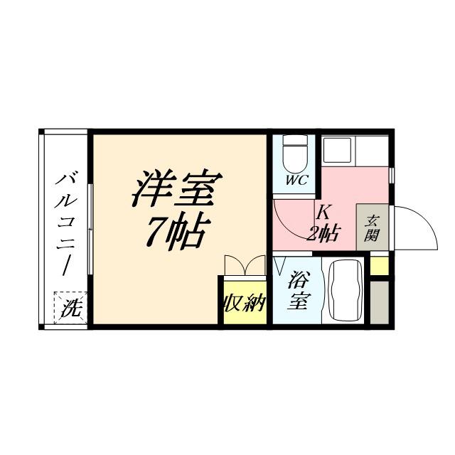 ラ・パルテール福富 弐番館(1K/4階)の間取り写真