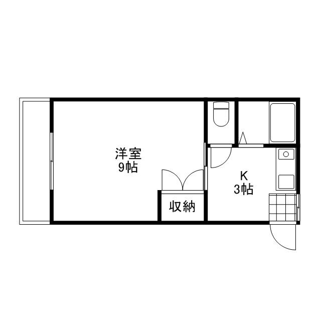 ラ・パルテール福富 弐番館(1K/1階)の間取り写真