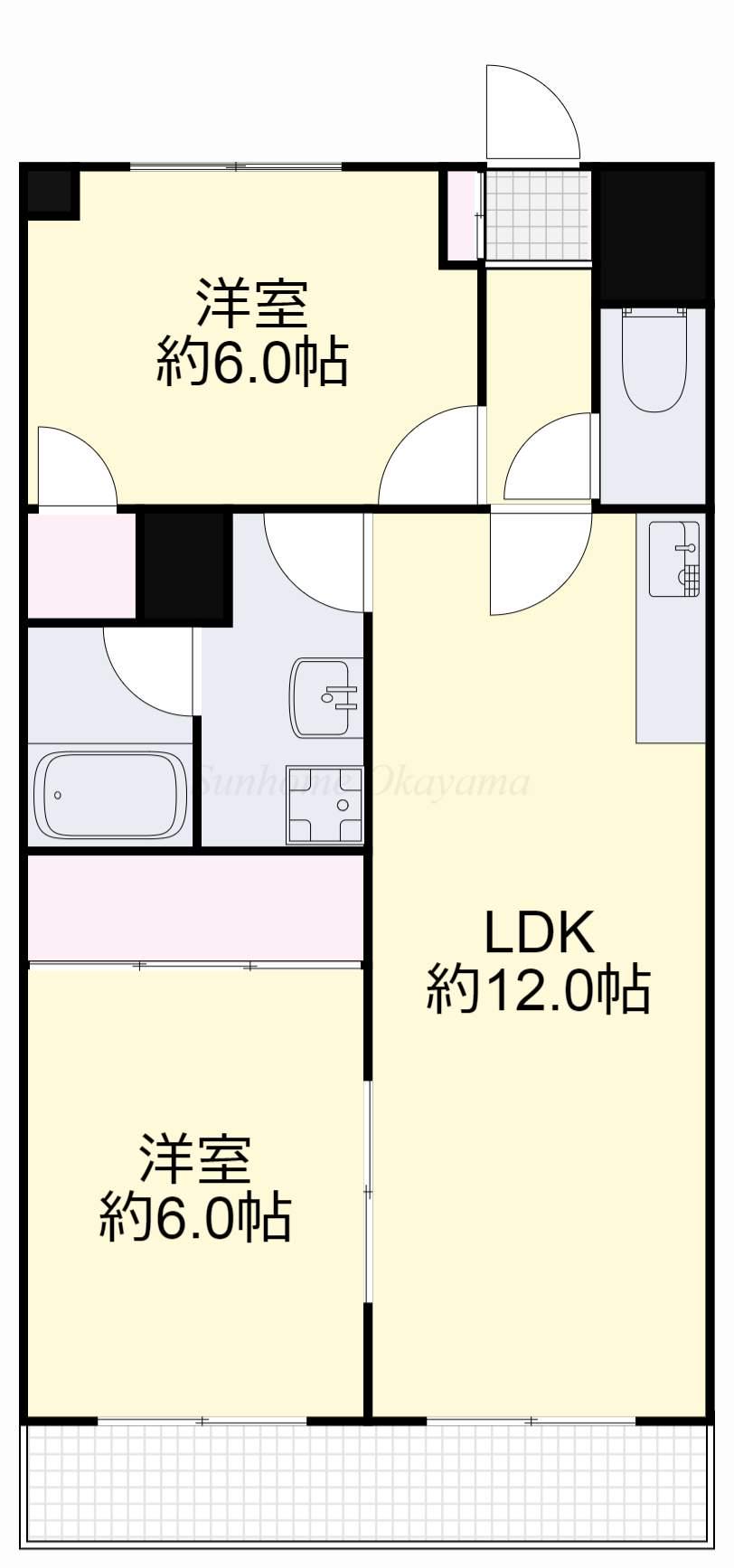 グランデュール東古松(2LDK/4階)の間取り写真