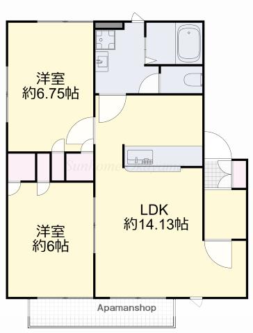 ベリーオーライB(2LDK/2階)の間取り写真