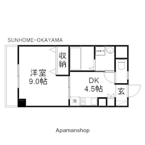 コザックス(1DK/7階)の間取り写真