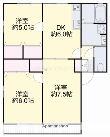 プラザSKⅡ(3DK/1階)の間取り写真