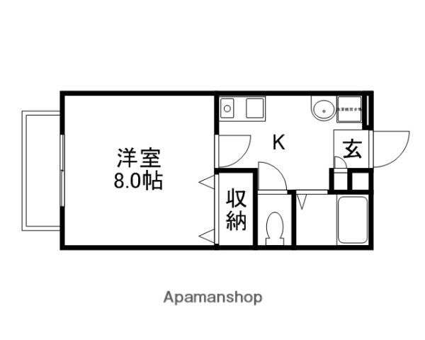 ダンディライオン西市B棟(1K/2階)の間取り写真