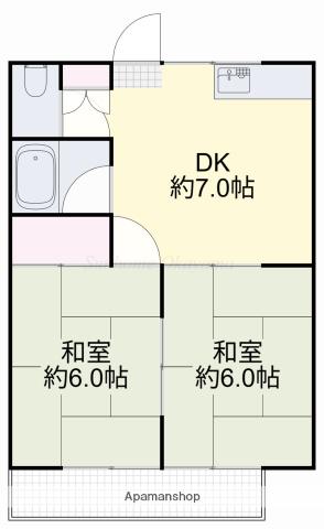 アルフィー政津(2DK/2階)の間取り写真