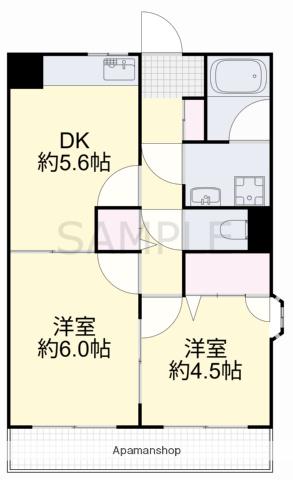 メゾン・ドゥ・フクセン(2DK/3階)の間取り写真