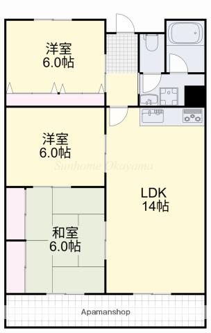 インペリアルハイツ今(3LDK/4階)の間取り写真