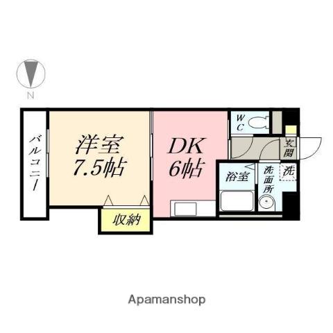 ピュアベルデ医大南(1DK/2階)の間取り写真