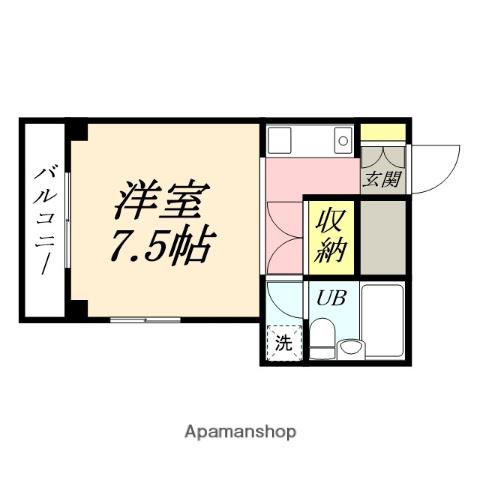 シャンティ東古松(1K/1階)の間取り写真
