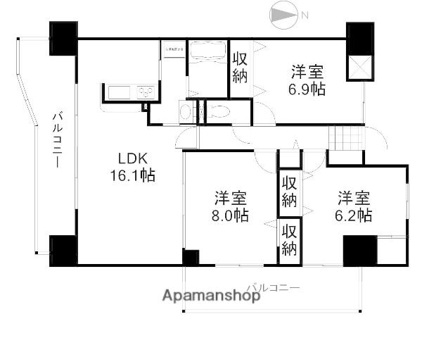クレール西市(3LDK/8階)の間取り写真