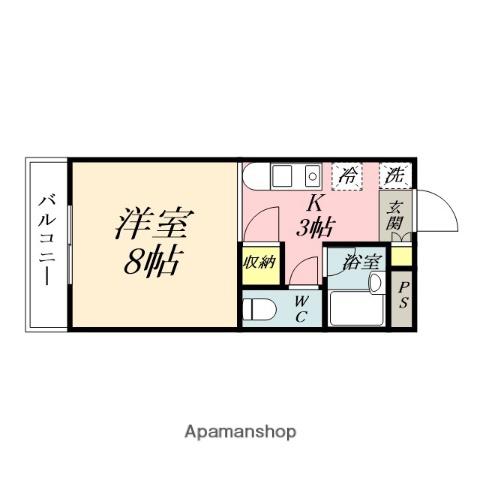 サンメゾン(1K/3階)の間取り写真