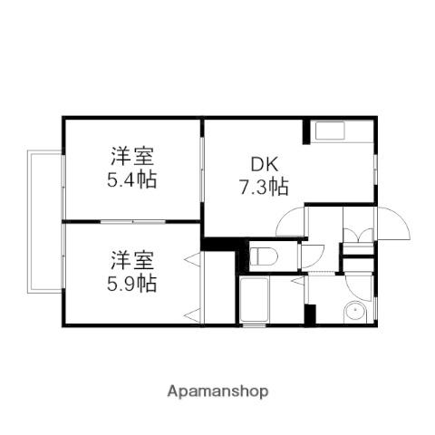 ヴィレッジ高島ⅠA棟(2DK/1階)の間取り写真
