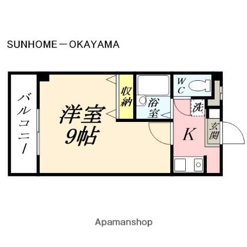 フローラ伊島(1K/4階)の間取り写真