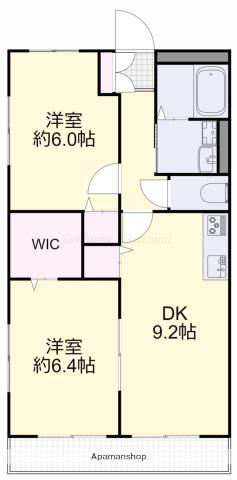 マンション白壁(2DK/2階)の間取り写真