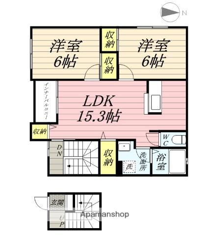 フローラルガーデンⅡ(2LDK/2階)の間取り写真