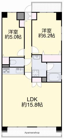 ル・サンク西市(2LDK/4階)の間取り写真