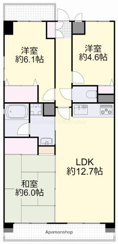 ル・サンク西市(3LDK/3階)の間取り写真