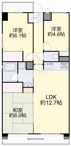 ル・サンク西市(3LDK/10階)の間取り写真