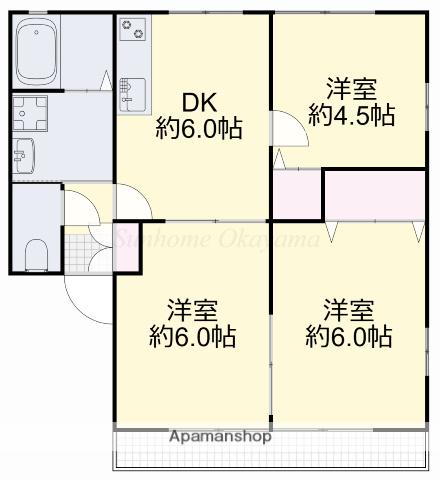 メゾン岡村B(3DK/1階)の間取り写真
