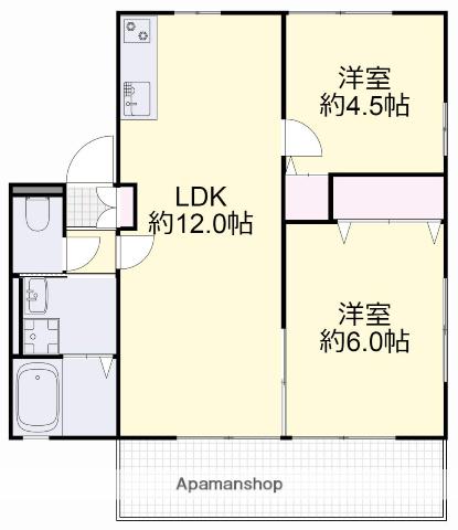 雅アパート 壱番館(2LDK/1階)の間取り写真