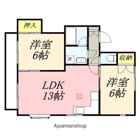 コーポみあき2(2LDK/1階)の間取り写真