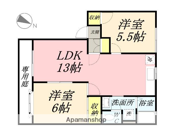 グリーンパーク西辛川C(2LDK/1階)の間取り写真