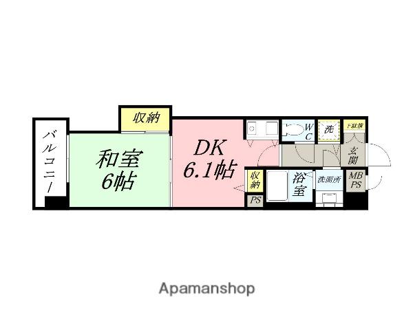 朝日プラザ岡山サウスフロント(1DK/2階)の間取り写真