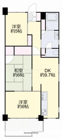 メゾンド岡文館(3DK/4階)の間取り写真