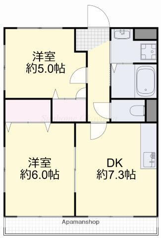 オルセーメゾンE(2DK/2階)の間取り写真
