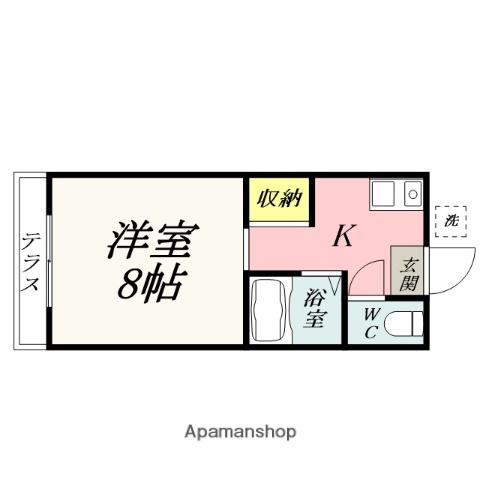 ウエスト岡山Ⅰ(1K/1階)の間取り写真