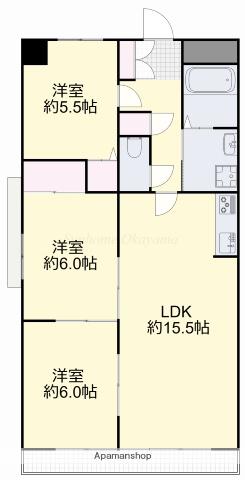 コニファープラザ新福(3LDK/2階)の間取り写真