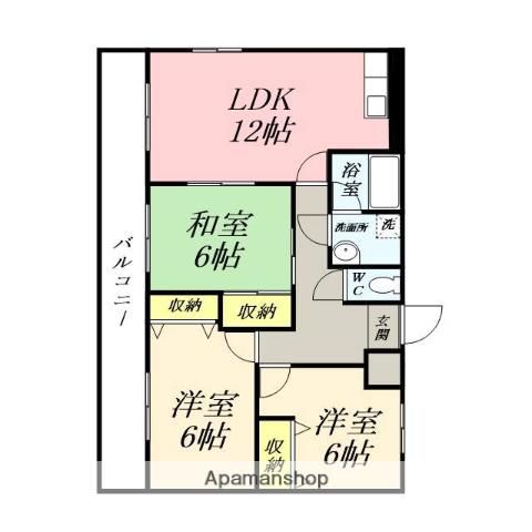 アリベ国富(3LDK/3階)の間取り写真