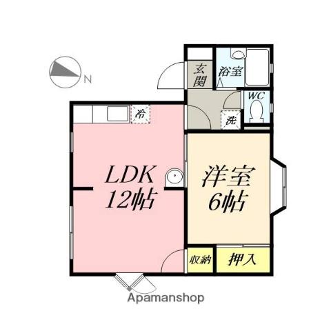 ファミーユK—Ⅱ(1LDK/1階)の間取り写真