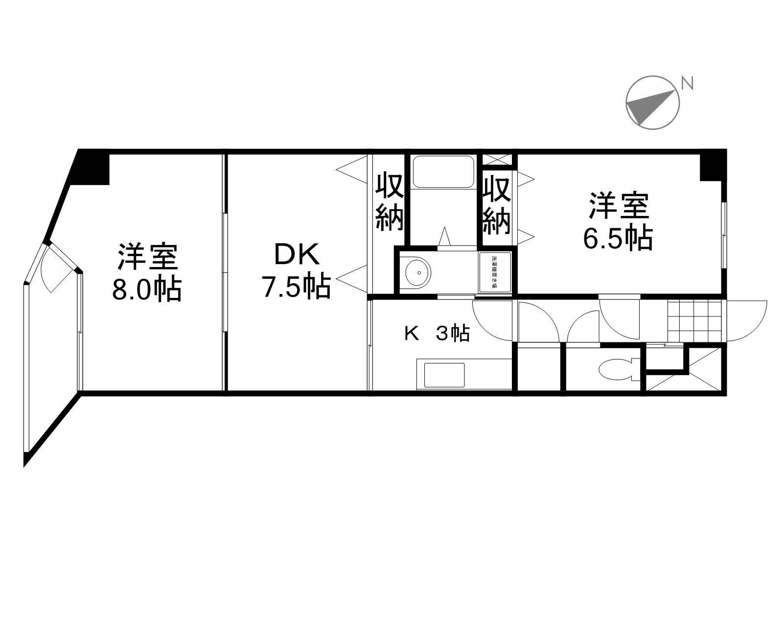 イルサローネ(2LDK/4階)の間取り写真