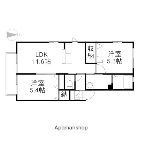 オレンジコート(2LDK/2階)の間取り写真