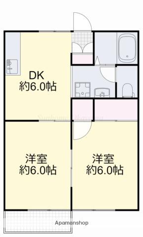 ダイヤモンドハイツKⅡ(2DK/1階)の間取り写真
