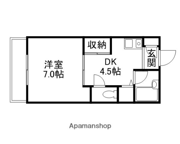 パーティアム津高(1DK/1階)の間取り写真