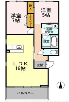 コートラベンダー北長瀬(2LDK/3階)の間取り写真