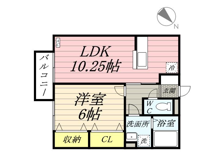 ウィルモア(1LDK/2階)の間取り写真